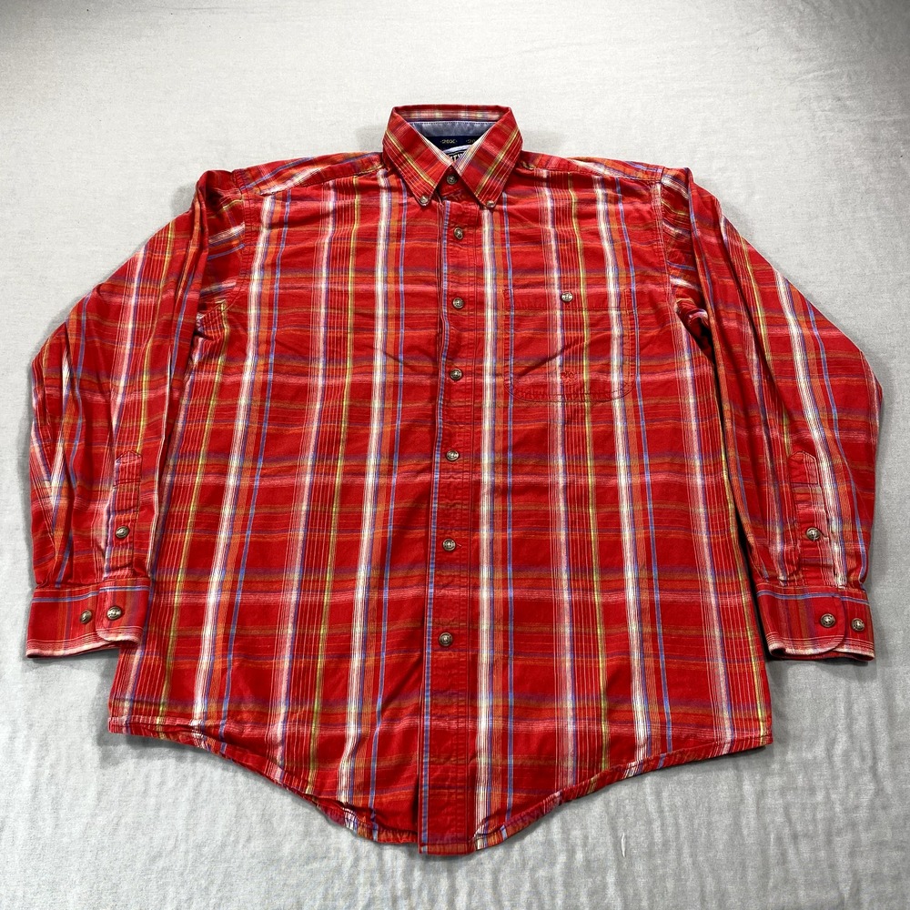 Wrangler Twenty X Shirt Mens Small Red Plaid 20X Long Sleeve Button Up Western